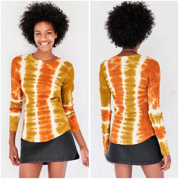 BDG Tops - BDG Urban Outfitters Rhiannon Orange Yellow Tie-Dye Long-Sleeve Tee Size Small